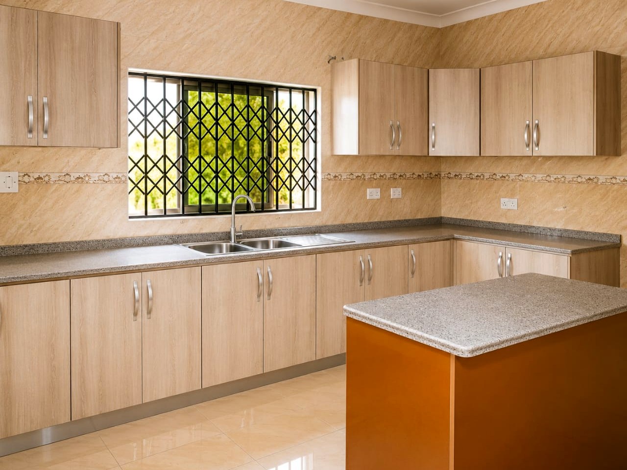 Fitted kitchen with granite worktops