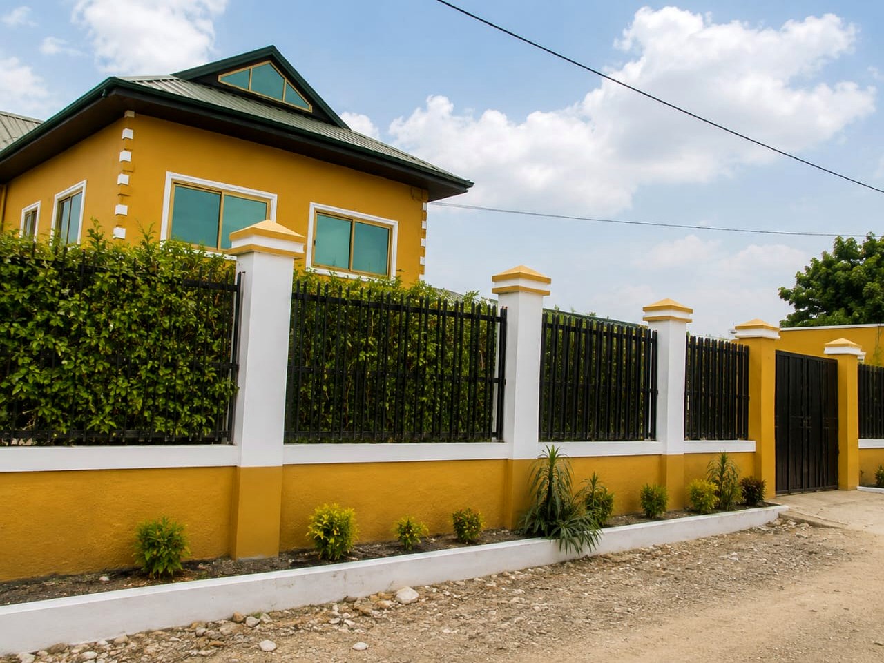 Boundary wall, gate and street frontage